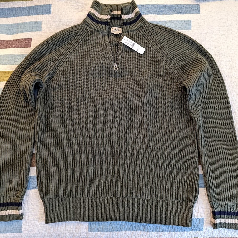 J. Crew ribbed cotton half-zip sweater